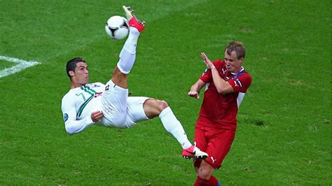 a picture of ronaldo doing a bicycle kick